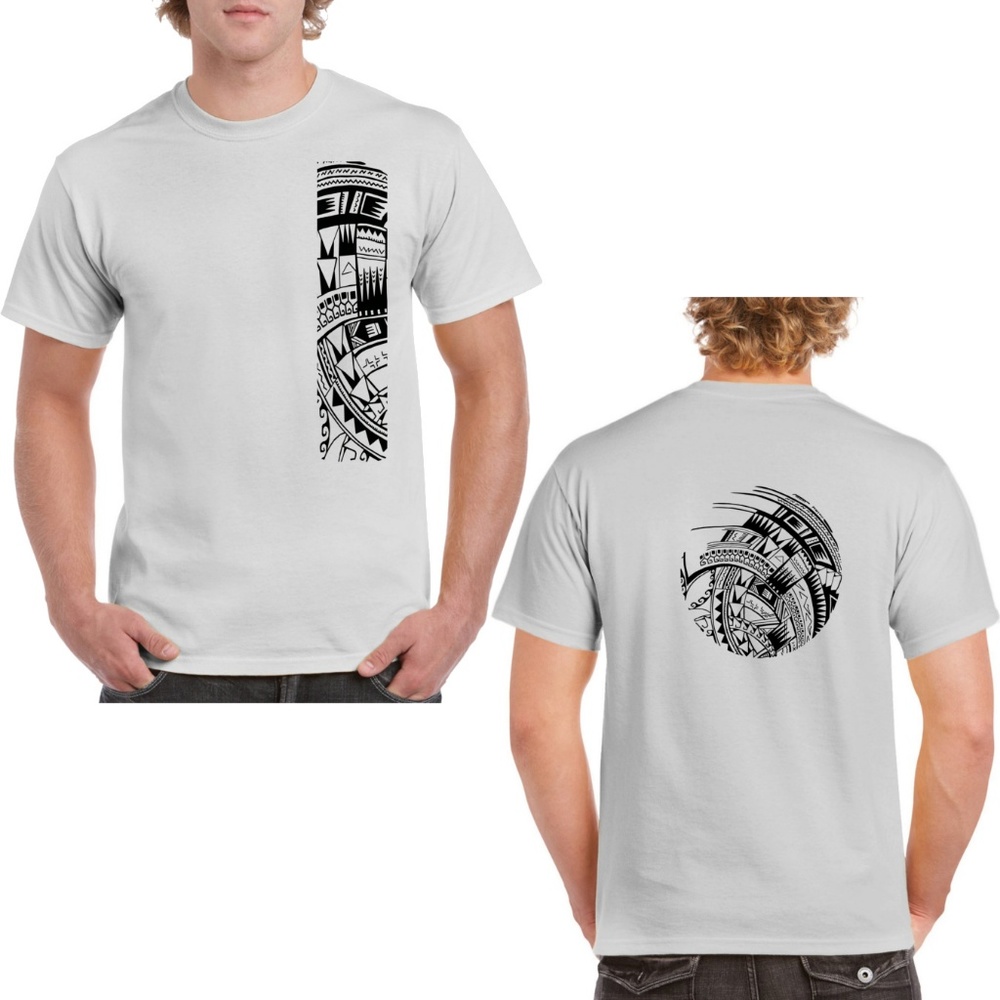 Heavy Weight Cotton T Shirt Samoan Tattoo Print